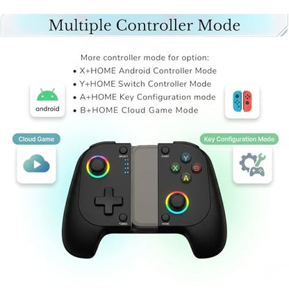 Digital Dynasty Bluetooth Mobile Gaming Controller for Switch, iOS, Android & Tablets, Wireless Gamepad with Adjustable Clip, Dual Vibration, Key Mapping Support