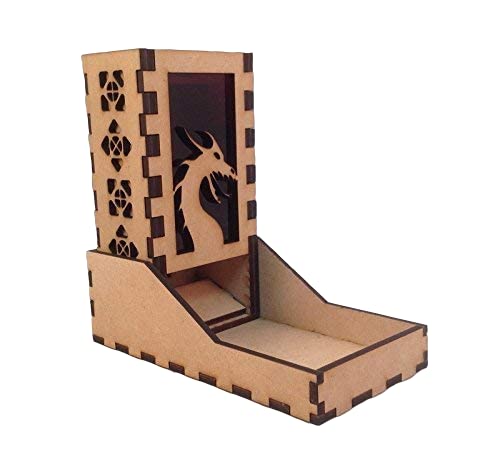 Dragon Mini Dice Tower v2 Deep Purple Acrylic Window Laser Cut MDF Unique Fast Shipping