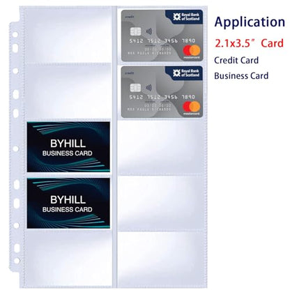 BYSTER 90 Pack 1800 Pockets Business Card Sleeves Binder Sheets, Ultra-Clear Business Card Pages for 2/3/4 Ring Binder, Double Sided 10 Pocket Credit Card Pages - color: 90 Pack Sleeves