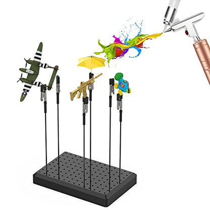 Painting Stand Base Holder and 12PCS Alligator Clip Sticks Set (with Sturdy Rubber Tips) Modeling Tools for Airbrush Spray, for Gundam Hobby Model Parts Assemble, for DIY Card Photo Memo - size: BC1201