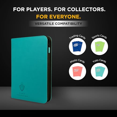 Card Guardian - 9 Pocket Premium Binder with Zipper for 360 Cards Trading Card Games TCG (Teal) - Side Loaded Pockets - Compatible Yugioh Cards MTG Binder Sports Card Binder | Holds 360 Cards, Side Loading, For TCG & Football, Premium Card Collection - co