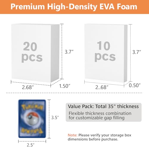 Trading Card Dividers for Storage Boxes - 30PCS High-Density Foam Card Spacer Blocks, Mixed Thickness Box Fillers for MTG, TCG, Baseball & Sports Cards (White) - style: 30PCS