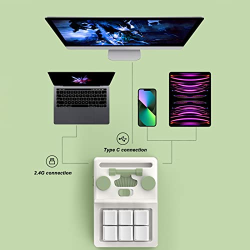 Mini 6 Key Bluetooth Mechanical Keypad, Multifunctional Shortcut Programmable Macro Keyboard with RGB Lighting Hot Swappable for Gaming