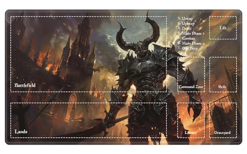 Playmat with Zones for MTG Card Game Playing, Game Mats 24"x14" Commander Deck Gaming Desk Duel Mat for Beginner, Demon Dark Armor Horns - color: Demon Dark Armor Horns, size: 24"X14" With Zones