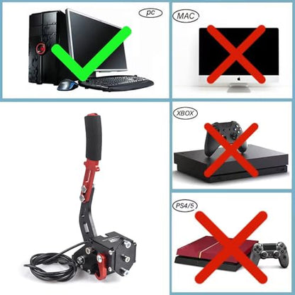 ZHSYMX USB Handbrake for 16Bit SIM PC Racing Games, Compatible with G27 G29 G920 G923 T500 T300 Simulate Linear Handbrake With Fixing Clip（Only PC System） Black - color: Black, size: With Fixing Clip