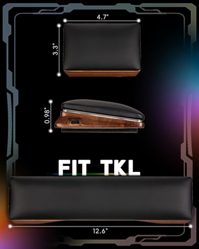 ASFSKY RGB Keyboard and Mouse Wrist Rest Set for 60%-75% Compact Keyboards – Ergonomic Wooden Support Pad with PU Leather & Memory Foam, Anti-Slip Rubber Base for Gaming, Office & Typing Pain Relief - style: RGB