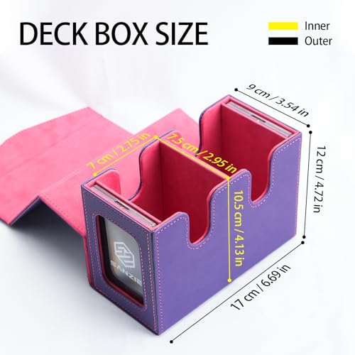 SANZIE Card Deck Box for MTG Commander Deck Box with 2 Toploaders (Purple) | Card Storage Box with Commander Display, Fits 240+ Single Sleeved Trading Cards, PTCG TCG Deck Box for Trading Cards - color: Purple
