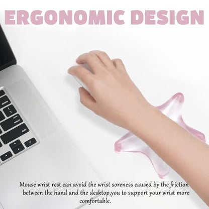 Gel Wrist Rest for Keyboard and Mouse Transparent Pink Sea Star Elbow Pad Cushion Ergonomic Cute Clear Cool Mouse Wrist Pad Silicone Non-Slip Support for Computer Gaming Office Hand Pillow Ocean Beach - color: Star Pink