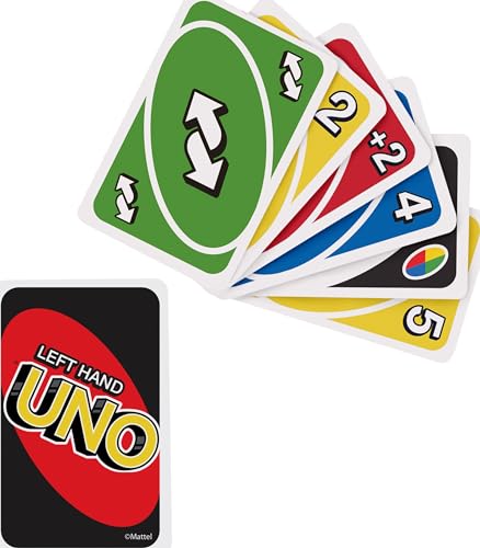 Mattel Games UNO Card Game for Family Night with Cards Specially Designed for Left-Handed Players in Collectible Tin Box - style: UNO Left Hand