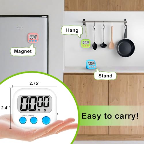 Digital Timer for Kids Teacher Supplies Classroom Timer for Study Learning Management Kitchen Work Exercise-4Pack Pink Blue Green White - color: Pink Blue Green White