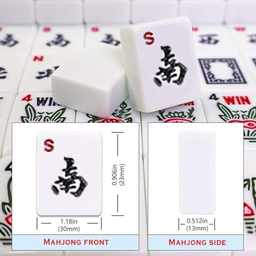 American Mahjong Game Set, Portable Carrying Bag,Acrylic 160 Tiles,Western Mahjong Tiles Set,Complete Ma Jong Set (Ivory) - color: Ivory