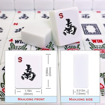 American Mahjong Game Set, Portable Carrying Bag,Acrylic 160 Tiles,Western Mahjong Tiles Set,Complete Ma Jong Set (Ivory) - color: Ivory