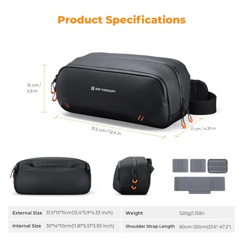 K&F CONCEPT Sling Bag for Nintendo Switch 2, Crossbody Camera Bag with 4 Compartments, Waterproof Travel Shoulder Bag Compatible with Switch 2/Steam Deck/Canon/Nikon/Sony/DJI/GoPro