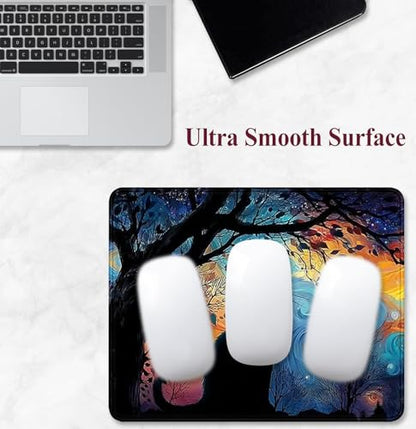 Colorful Galaxy Tree Mouse Pad, Black Cat Gaming Anti Slip Laptop Mouse Pad | High Density Smooth Surface, Anti Slip Rubber Bottom Stable And Not Displaced, Exquisite Lock Edge Wear-Resistant And Durable - color: Black Cat