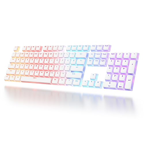 Pudding Keycaps PBT Double Shot Keycaps Gaming Keycap XDA Profile for US/ISO Layout 60% 65% 75% Mechanical Keyboard(White) - color: White pudding