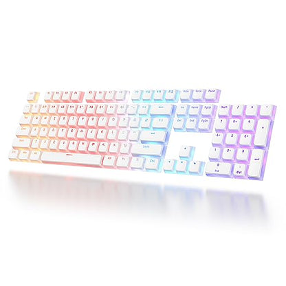 Pudding Keycaps PBT Double Shot Keycaps Gaming Keycap XDA Profile for US/ISO Layout 60% 65% 75% Mechanical Keyboard(White) - color: White pudding