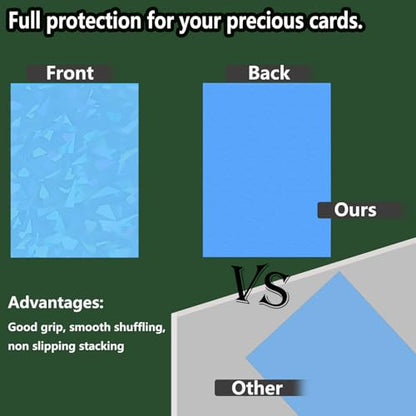 100 Count Sky Blue Card Sleeves for Trading Cards, Perfect Fit Shiny MTG Card Sleeve, Holographic Card Sleeves Fit for Magic, Photocard, TCG, Baseball/Sports Cards, Yugioh Card, Game Card 66 * 91 mm - color: Sky Blue