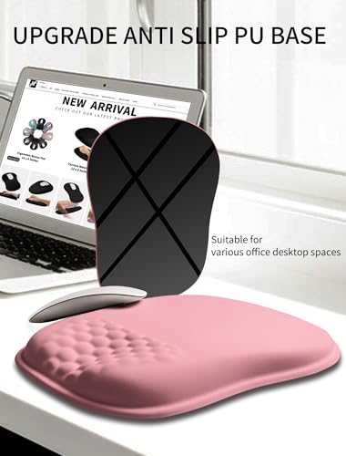 Hokafenle Ergonomic Wrist-Hugging Mouse Pad Wrist Support, U-Shaped Holding Wrist Rest Mousepad for Carpal Tunnel Pain Relief with Cushioned Memory Foam Slope Massage Bulge (Classic 10.2x8.3 in,Pink) - color: Pink