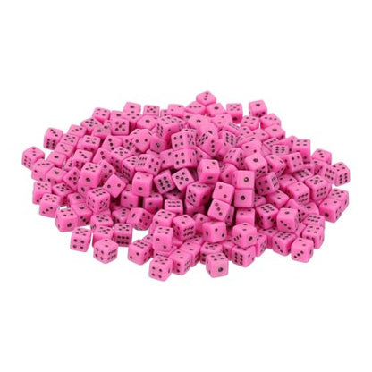 uxcell 300Pcs Mini Dice, 5mm/0.2" Acrylic Tiny Six Side Game Dot Square Dice Bulk for Table Board Game Party Activities, Pink/Black - color: Pink/Black, size: 5mm/0.2"