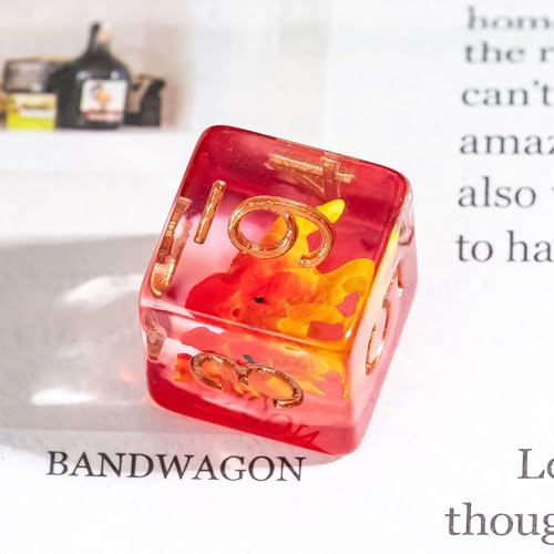 UDIXI 7PCS Dragon DND Dice Set, Resin Polyhedral Dice Set for Tabletop Game | Velvet Storage Bag, DM Gift, for Dungeons and Dragons Role Playing Games Board Games - color: Red Dragon Head