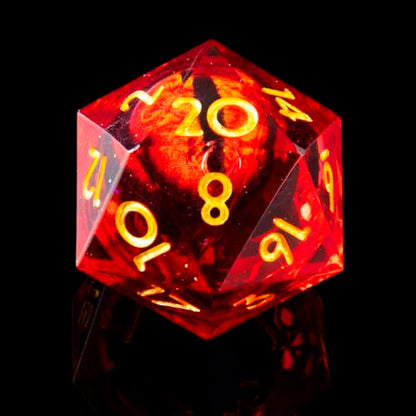Beholder'S Eye D20 Dice Dragon Eye DND 22MM Single Dice with Resin Sharp Edge 20 Sided D&D Handmade Polyhedral for Dungeons and Dragons, RPG, Roleplaying Games MTG Table Games(Red Gold) - color: D20-red Dragon Eye