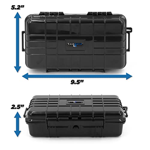 CASEMATIX 9.5" Waterproof Small Hard Case with Customizable Foam for Portable Electronics, Tools and Accessories - Hard Shell Small Plastic Case with Pre-Diced Travel Case Foam Interior - size: 9.5"