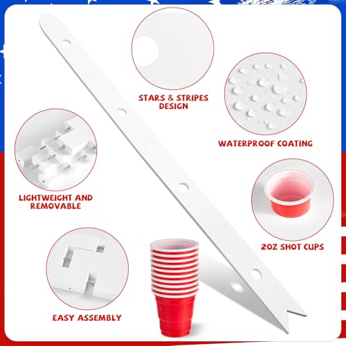 5 Ft Shot Board 4 Person Drinking Shot Ski Rustic Wood Shots Ski Drinking Board with 50 Shots Plastic Glasses 2 Bases for Skis Wedding Vacation Birthday Family Gathering Game Night Gift(White) - color: White