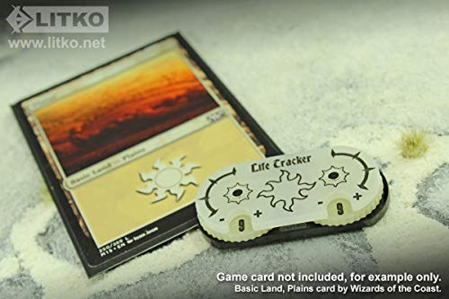 LITKO Life Counter Wheel | Compatible with Magic: The Gathering | White | 0–99 dual dial | 25x50mm | Translucent acrylic | Laser-engraved Plains symbol | Magnetic, pre-assembled | Fits deck boxes - color: White