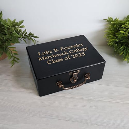 WE Games Custom Double 6 Dominoes in Engraved Black Stained Wooden Treasure Box, Dominoes Set for Adults, Ivory Color Double Six Domino, Classic Board Games, Tile Games, Personalized Domino Gift - color: Black