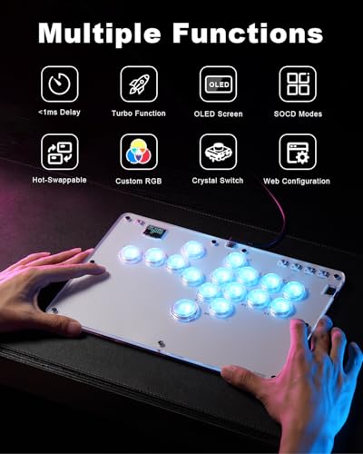 ONEED Haute42 Leverless Controller Arcade Stick R16: Leverless Controller with Rims,Leverless Arcade Stick for PC/PS4/Switch Game,Crystal Low-Profile Switch FightPad Support Hot Swap & SOCD - color: White