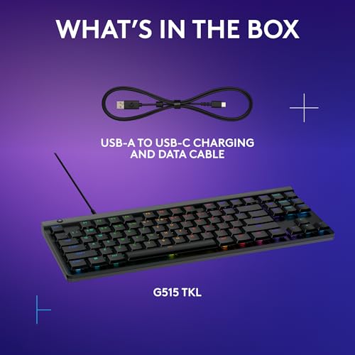 Logitech G515 TKL Gaming Keyboard (Tactile) - Black | Fully customizable, double-shot PBT keycaps, brown switches - color: Black, style: Wired