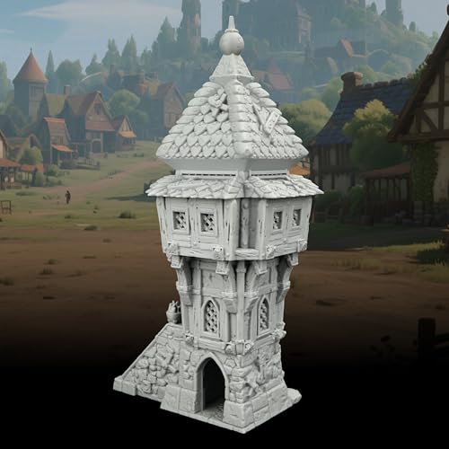 AUSPDICE RPG Scenery, 25mm Scale Unpainted TTRPG Medieval Village Building | 1:64 DND Terrain Building for Dungeons and Dragons, Tabletop Map Props, Fantasy Wargames and Miniature Games-AF1124B - color: Af1124b Medieval Village B