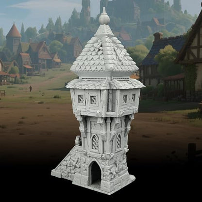 AUSPDICE RPG Scenery, 25mm Scale Unpainted TTRPG Medieval Village Building | 1:64 DND Terrain Building for Dungeons and Dragons, Tabletop Map Props, Fantasy Wargames and Miniature Games-AF1124B - color: Af1124b Medieval Village B