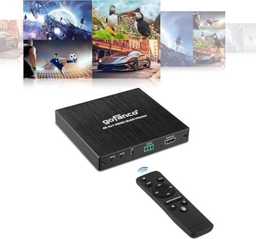 gofanco 4K 30Hz HDMI Multi Viewer 4 in 1 Out (QuadView4K) | View 4 HDMI Sources on One Screen, Quad/Dual/Single Modes, IR Remote - size: 4K30Hz 4 in 1 out, QuadView