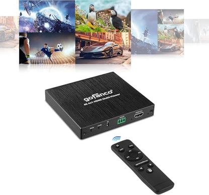 gofanco 4K 30Hz HDMI Multi Viewer 4 in 1 Out (QuadView4K) | View 4 HDMI Sources on One Screen, Quad/Dual/Single Modes, IR Remote - size: 4K30Hz 4 in 1 out, QuadView