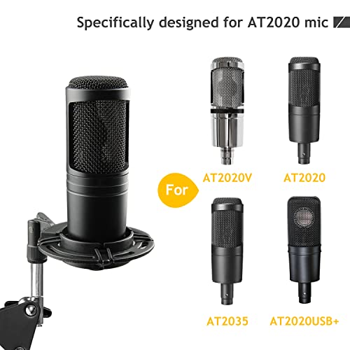 Audio Technica AT2020 Mic Stand, AT2020 Mic Boom Arm Suspension Scissor Stand with Shock Mount, Pop Filter, Upgraded Heavy Duty Clamp for AT2020 AT2020USB+ AT2035 Condenser Studio Mic