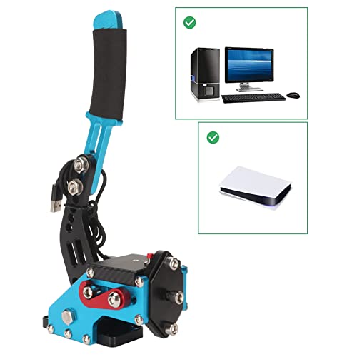 Septpenta USB Handbrake, 2 in 1 Computer Simulation Racing Game Handbrake, 64 Bit Universal Handbrake, Plug and Play for G27 G25 G29 T500 T300, Windows(Blue) - color: Blue