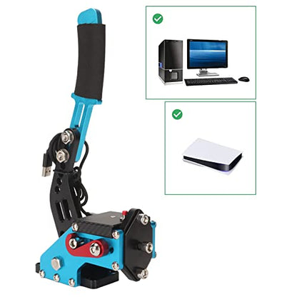 Septpenta USB Handbrake, 2 in 1 Computer Simulation Racing Game Handbrake, 64 Bit Universal Handbrake, Plug and Play for G27 G25 G29 T500 T300, Windows(Blue) - color: Blue