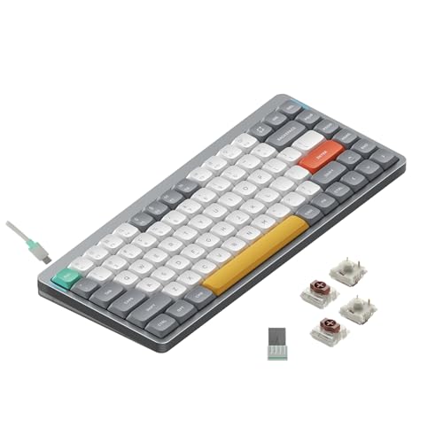 nuphy Air75 V2 Portable 75% Mechanical Keyboard,Wireless Keyboard,Supports Bluetooth/2.4G/USB-C RGB Gaming Keyboards,Compatible with Windows/Mac OS/Linux Systems Grey-Gateron Brown Switch - color: Grey, size: Gateron Brown Switch