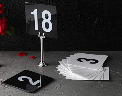 New Star Foodservice 23084 1-100 Double Side Plastic Table Numbers, 4" x 4" Inch, Light Grey on Black (Pack of 2) - size: 4 x 4 inches (Pack of 2), style: Light Grey on Black (1-100)