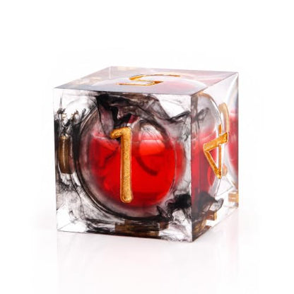 Haxtec Sharp Edge DND Dice Set, Liquid Core Resin Polyhedral RPG Dice | Black Swirls D&D Dice, Compatible with Dungeons and Dragons, Red Blood Liquid, Handmade 7-Die with Metal Case, MTG Gifts - color: Blood & Black