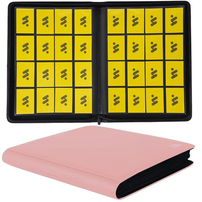 Card Binder 16 Pocket,Trading Card Binder Holds up to 1408 Cards with 44 Sleeves,Zipper Card Holder Album Compatible with TCG Card/Game Cards/Sports Card-Light pink - color: Pink