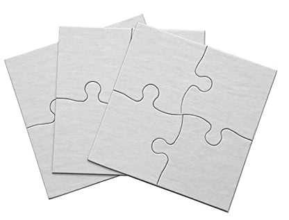 Inovart Lil' Ones 4 -Piece Blank Puzzle - 24 Puzzles Per Package, 4"x4", White - size: 4 Pieces (4 x 4 in), style: 24 Puzzles Per Package