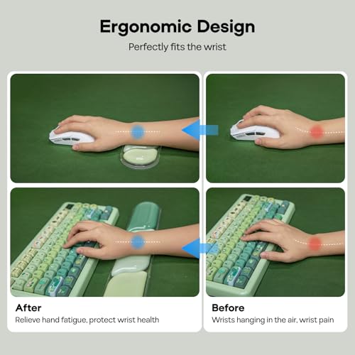 EPOMAKER CloudGel Wrist Rest for Keyboard and Mouse, 2 Pieces | Silicone Wrist Support, Anti-Slip Rubber Bottom, Ergonomic Design, Suitable for Office/Computer/Laptop/Gaming (Green) - color: Green