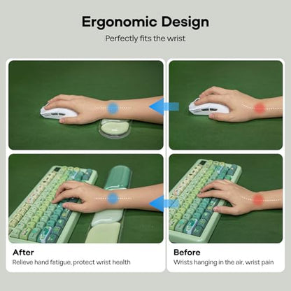 EPOMAKER CloudGel Wrist Rest for Keyboard and Mouse, 2 Pieces | Silicone Wrist Support, Anti-Slip Rubber Bottom, Ergonomic Design, Suitable for Office/Computer/Laptop/Gaming (Green) - color: Green