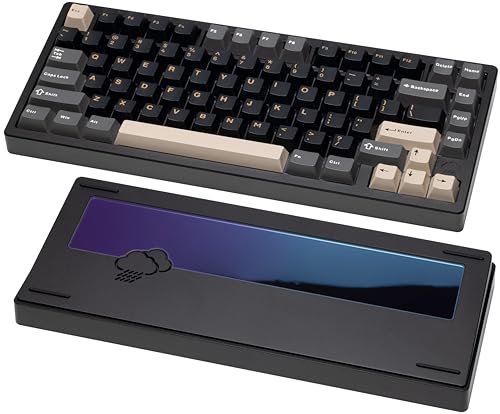 KEEBMONKEY WOBKEY Rainy 75 CNC Aluminum HMX/JWK/Cocoa Switches Triple-Mode Connectivity Mechanical Keyboard with Superior Acoustics, No RGB/PP/Gradient Glass/3500mAh/Violet Switch (Lite - Black) - style: Lite - Black