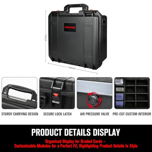 Graded Card Case Storage Box: Trading Card Storage Box with 9 Dividers for PSA BGS SGC Top Loaders Sports Cards, Waterproof Hard Slab Case for Baseball Football Basketball Magnetic Cards (Holds 600+)
