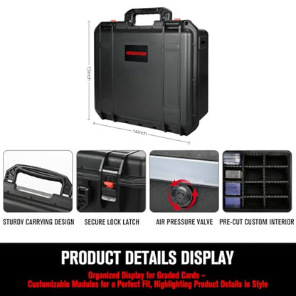 Graded Card Case Storage Box: Trading Card Storage Box with 9 Dividers for PSA BGS SGC Top Loaders Sports Cards, Waterproof Hard Slab Case for Baseball Football Basketball Magnetic Cards (Holds 600+)