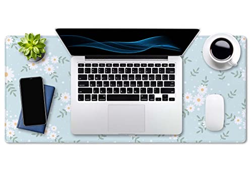 SSOIU Cute Spring Flowers Desk Mat, White Daisy Flower Mat, Extra Large Home Office Cute Accessories, Extended Mouse Pad, XXL Gaming Mouse Pad 35.5" X 15.7" - color: Cute Spring Flowers