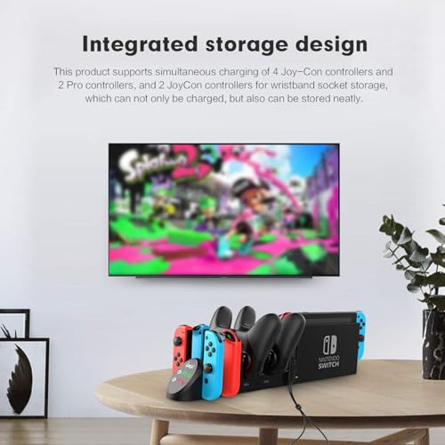 ECHZOVE Charging Dock for Nintendo Switch Joy-Con & Pro Controllers, 6-in-1 Controller Charging Station for 4 Joy-Cons and 2 Official Pro Controllers, LED Indicators, USB Ports, Game Room Organizer